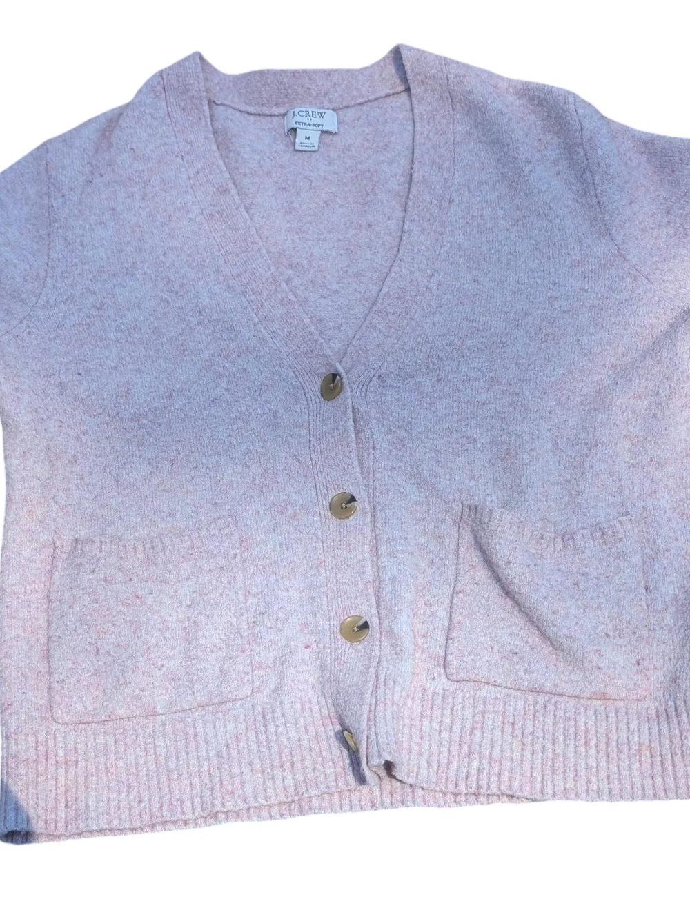 J.Crew Extra Soft Cardigan Pale Pink Button Front Cozy Lightweight Preppy Medium